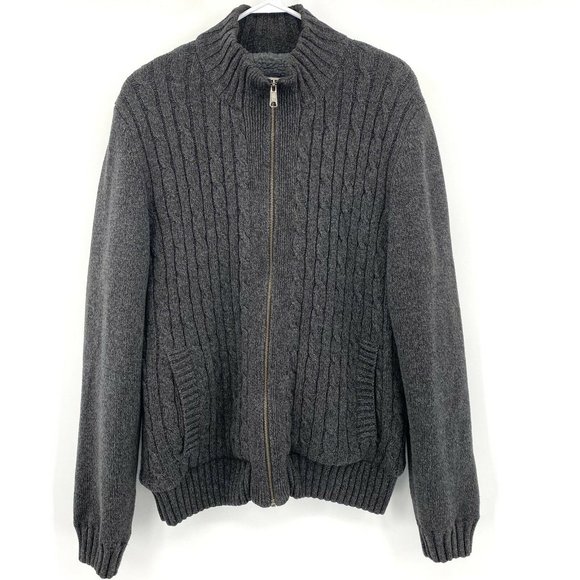 Boston Traders Sherpa Lined Gray Sweater Jacket - Picture 1 of 4